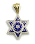14K Gold & Diamond With Blue Enamel Star of David Necklace